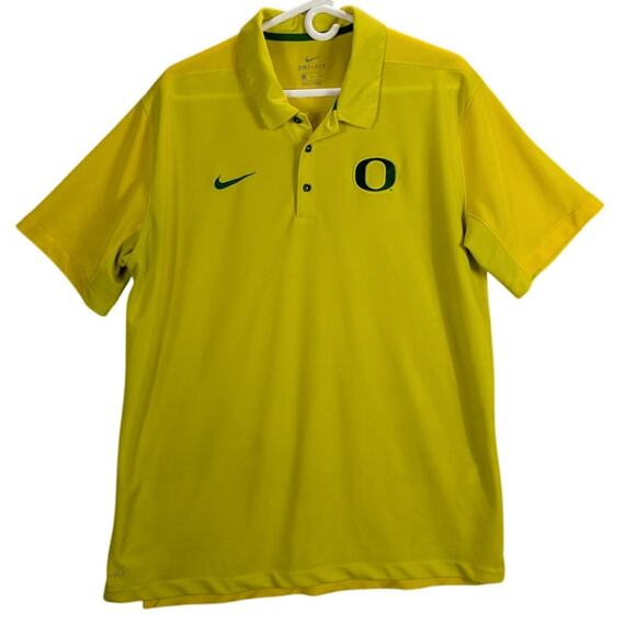 Oregon Ducks Nike Shirt Mens Extra Large Yellow Dri Fit Football Polo Flaws - Picture 1 of 11